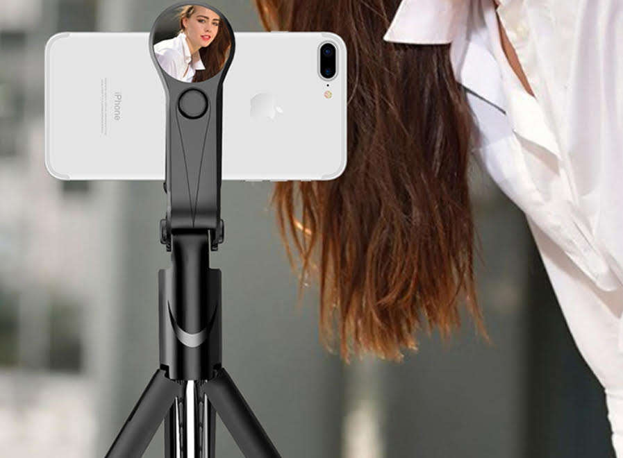 Portable Cellphone Tripod Stand Selfie Stick with 360 degree rotation - 0.14g Black