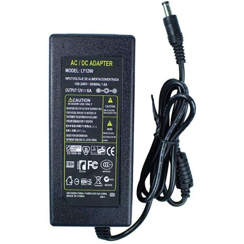 12V 6A 60W AC/DC Power Supply Adapter - 319g