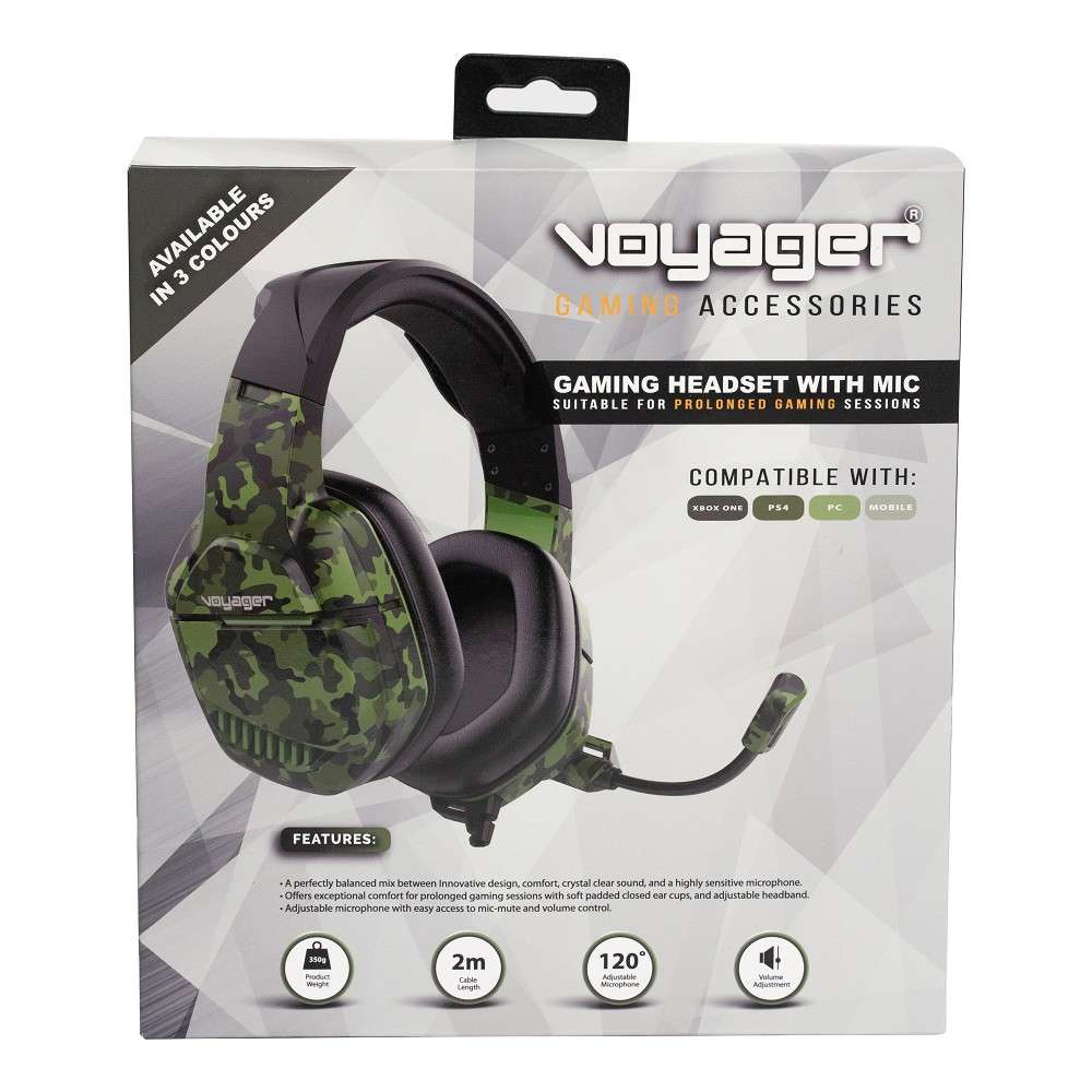 Voyager Gaming Headphones with Mic - Green - Voyager