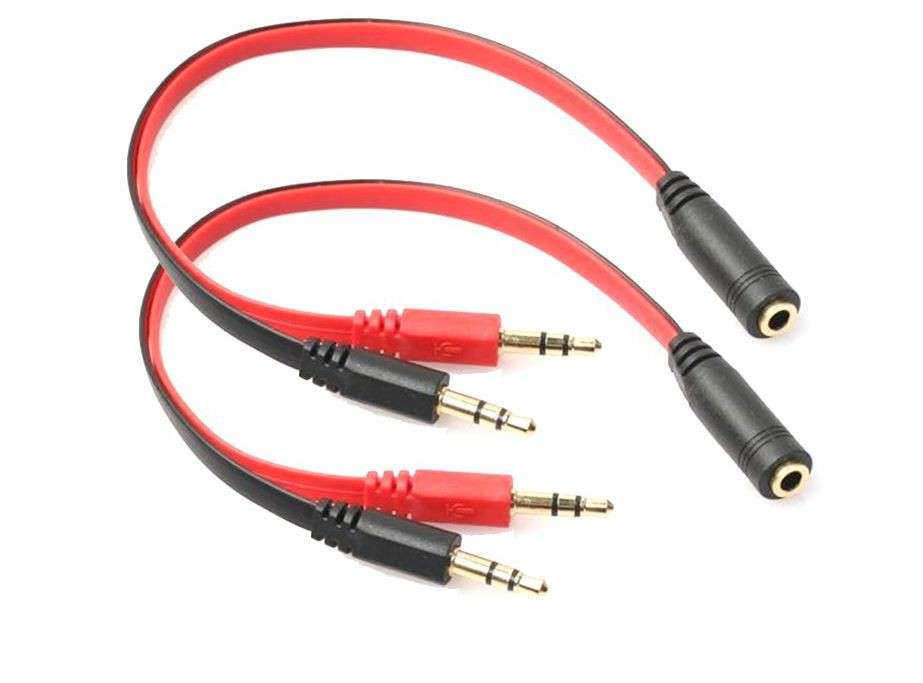 3.5mm Aux Audio Splitter 2M-F 2x Male to 1x Female (1 mic 1 headphone) - 2 pack