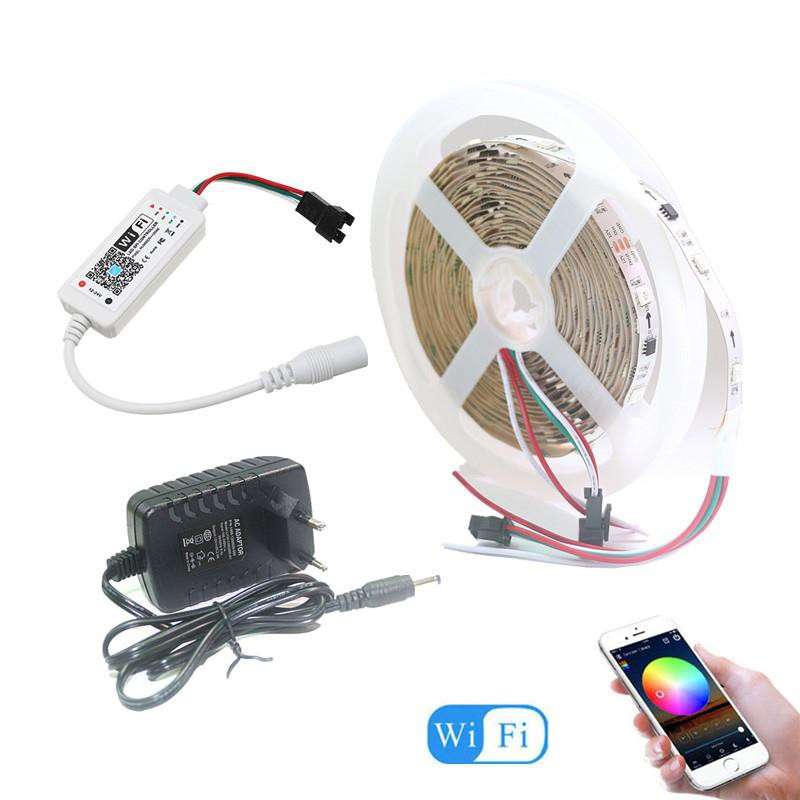 5m ADDRESSABLE RGB Wifi Smart LED Strip Light kit with DC12V Power Supply - alexa/google home