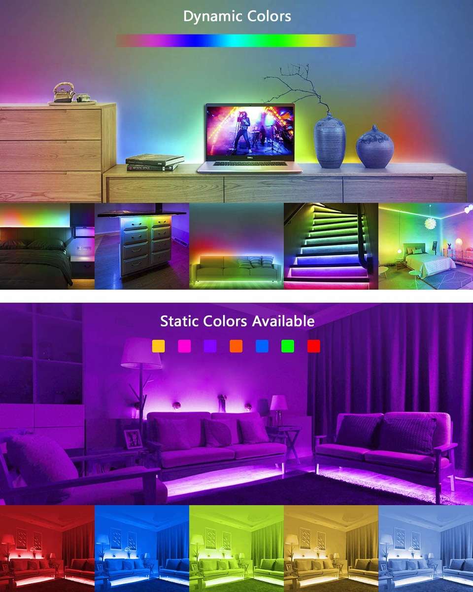5m ADDRESSABLE RGB Wifi Smart LED Strip Light kit with DC12V Power Supply - alexa/google home