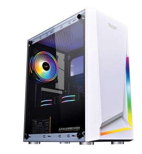 Armaggeddon Nimitz N5 Aurora Micro-ATX Gaming Case (No Fans) - White - Armaggeddon 4g