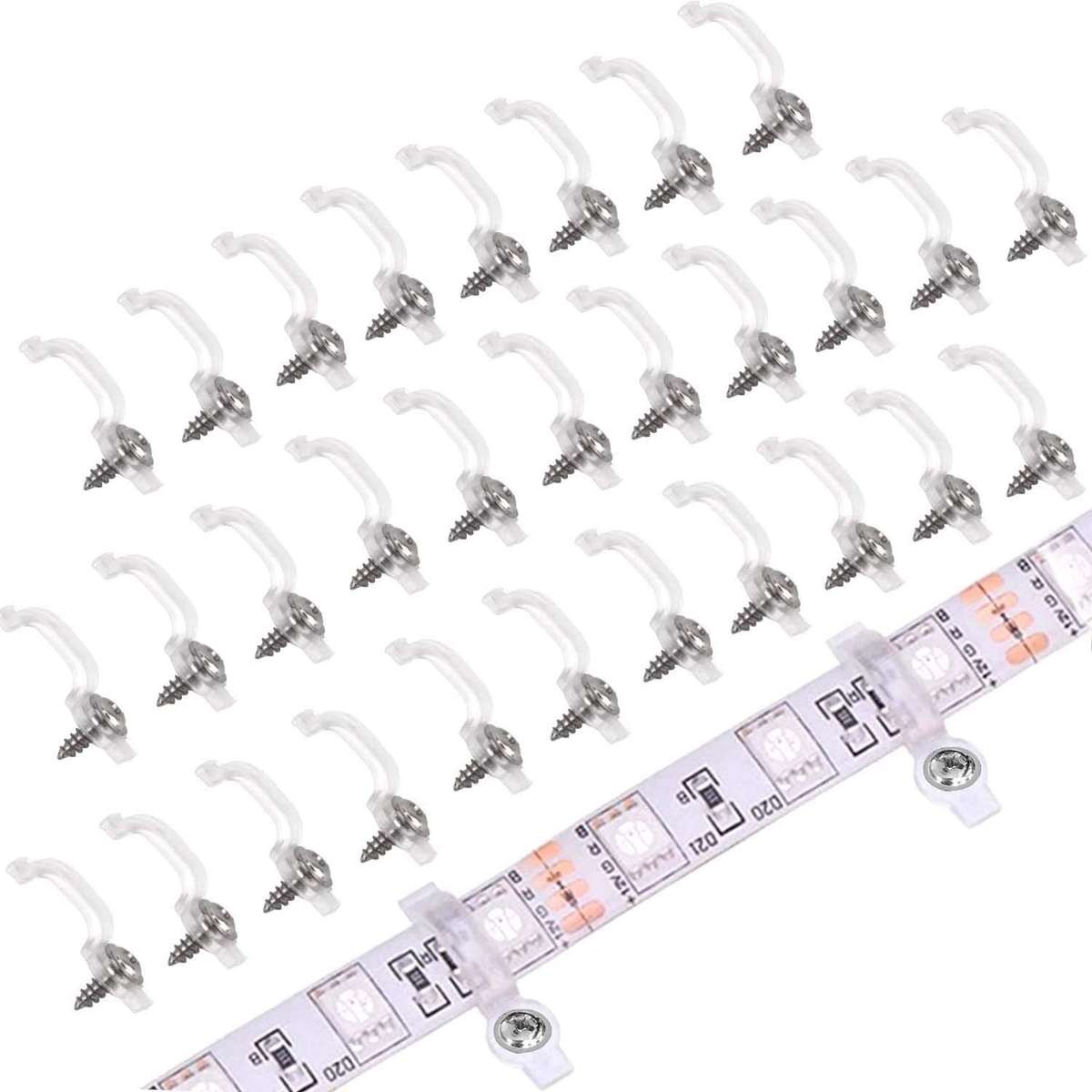 Strip LED Light Clips for 10mm Wide IP65 Waterproof 5050 3528 2835 5630 LED Strip Light - 100 Pack