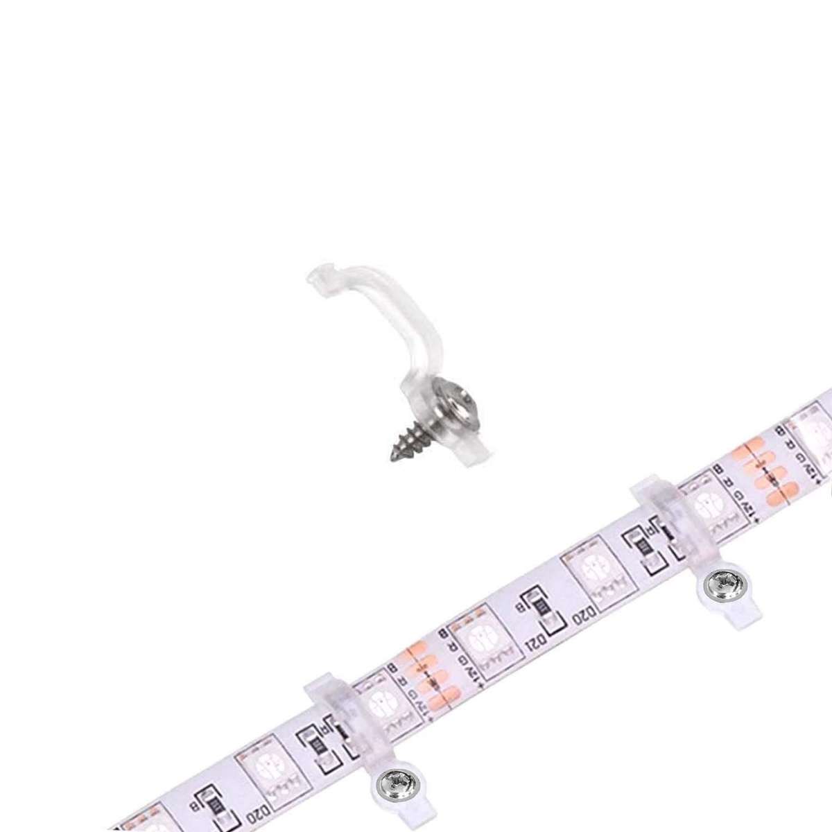 Strip LED Light Clips for 10mm Wide IP65 Waterproof 5050 3528 2835 5630 LED Strip Light - 100 Pack