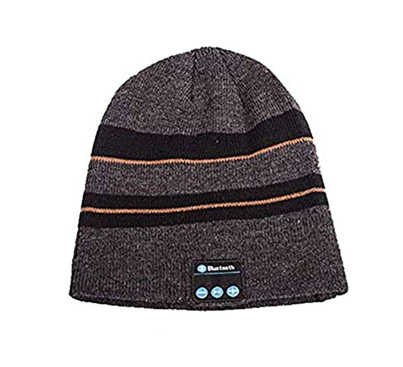 Wireless Bluetooth Beanie Headset (Coloured stripes) Light Grey