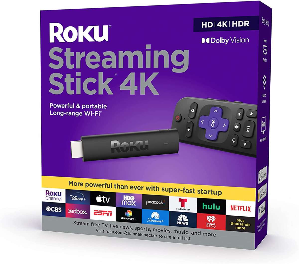 Roku Streaming Stick 4K+ 2021 Dolby Vision with Roku Voice Remote and TV Controls