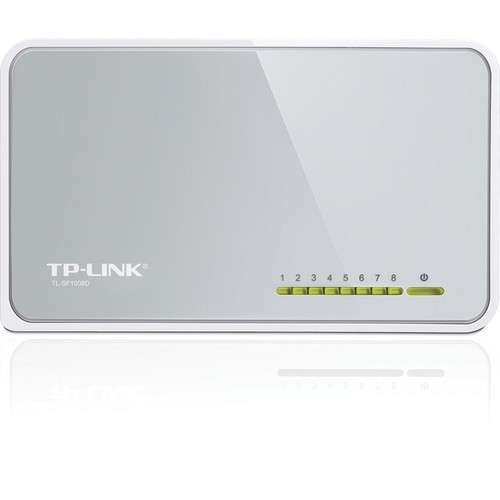 TP-LINK 8 Port Ethernet Mini Desktop Switch, 8x 10/100mbps RJ45 Ports, Plastic Case - TP Link
