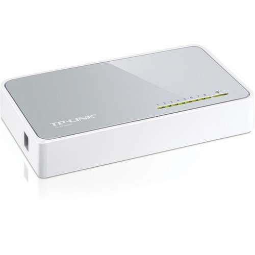 TP-LINK 8 Port Ethernet Mini Desktop Switch, 8x 10/100mbps RJ45 Ports, Plastic Case - TP Link