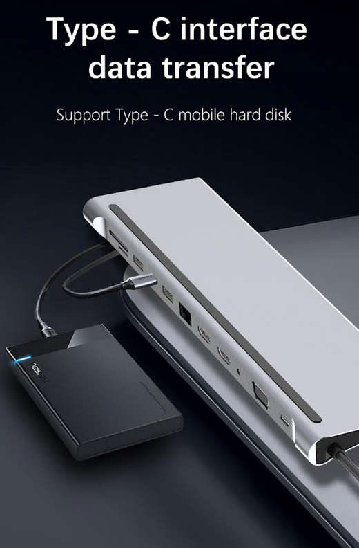 12 in 1 USB Type-C Multi Function Docking Station - DUAL HDMI OUTPUT