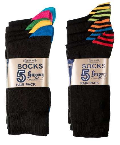 10 Pack Cotton Rich Men's Black Socks (Coloured toe and heel)