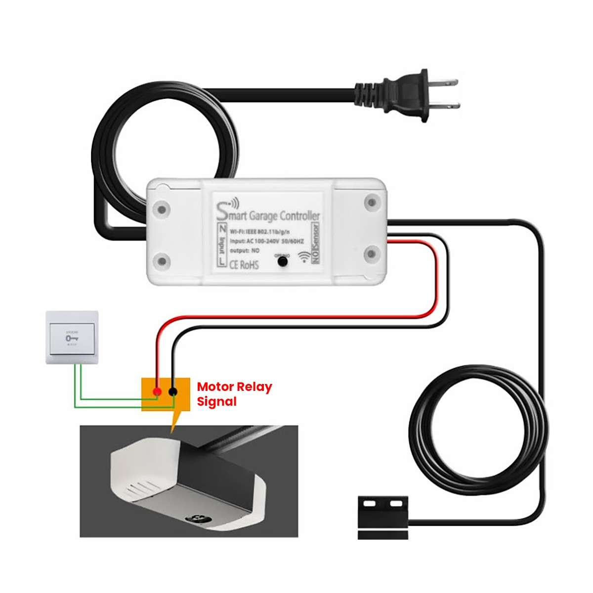 Smart WiFi Garage Gate Motor Controller Opener - Compatible with Alexa and Google Home