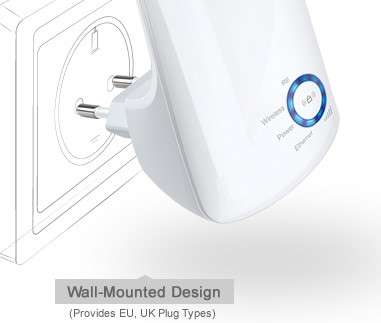 TP-LINK 300Mbps Wireless N Wall Plugged Range Extender, Atheros, 2T2R, 2.4GHz, 802.11n/g/b, Ranger