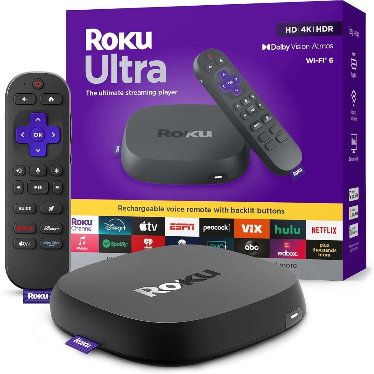 Roku Ultra 2024: Ultimate 4K Streaming Device with HDR10+- Dolby Vision & Atmos- Wi-Fi 6- Bluetoo...