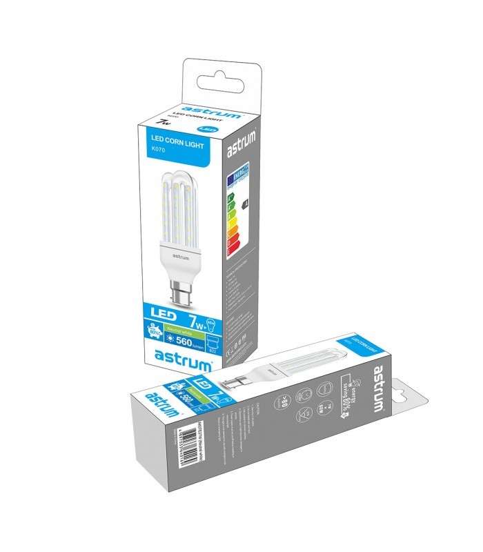 Astrum AK07B22W 7W Warm White Bayonet LED Corn Light - Single Pack - Astrum