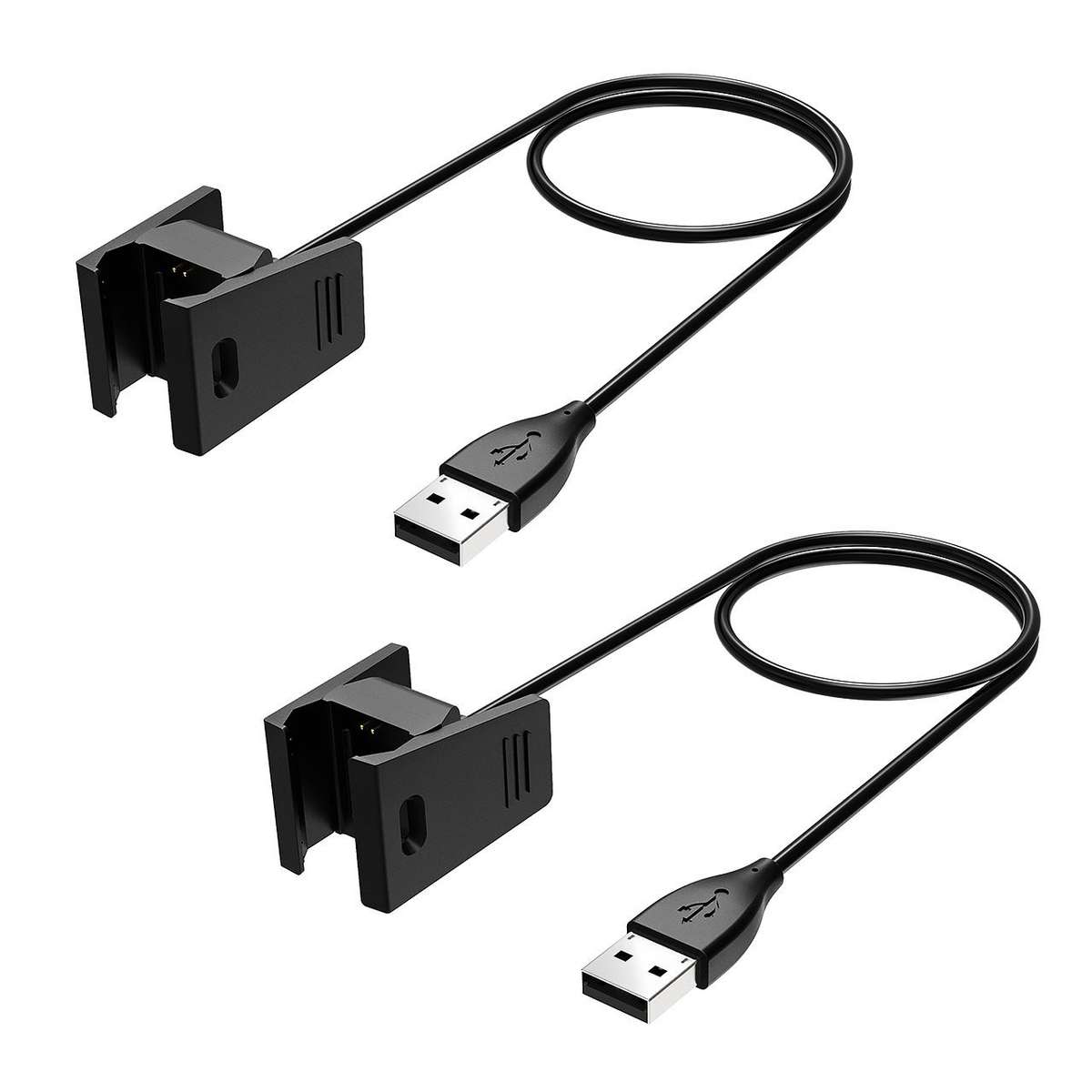Fitbit Charge 2 Replacement USB Charger-2 pcs (Black)