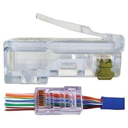 CAT5/5e/CAT6 RJ45 Network Cable Pass Through Modular Plug 8P8C Crimp Connector End - 1 Piece