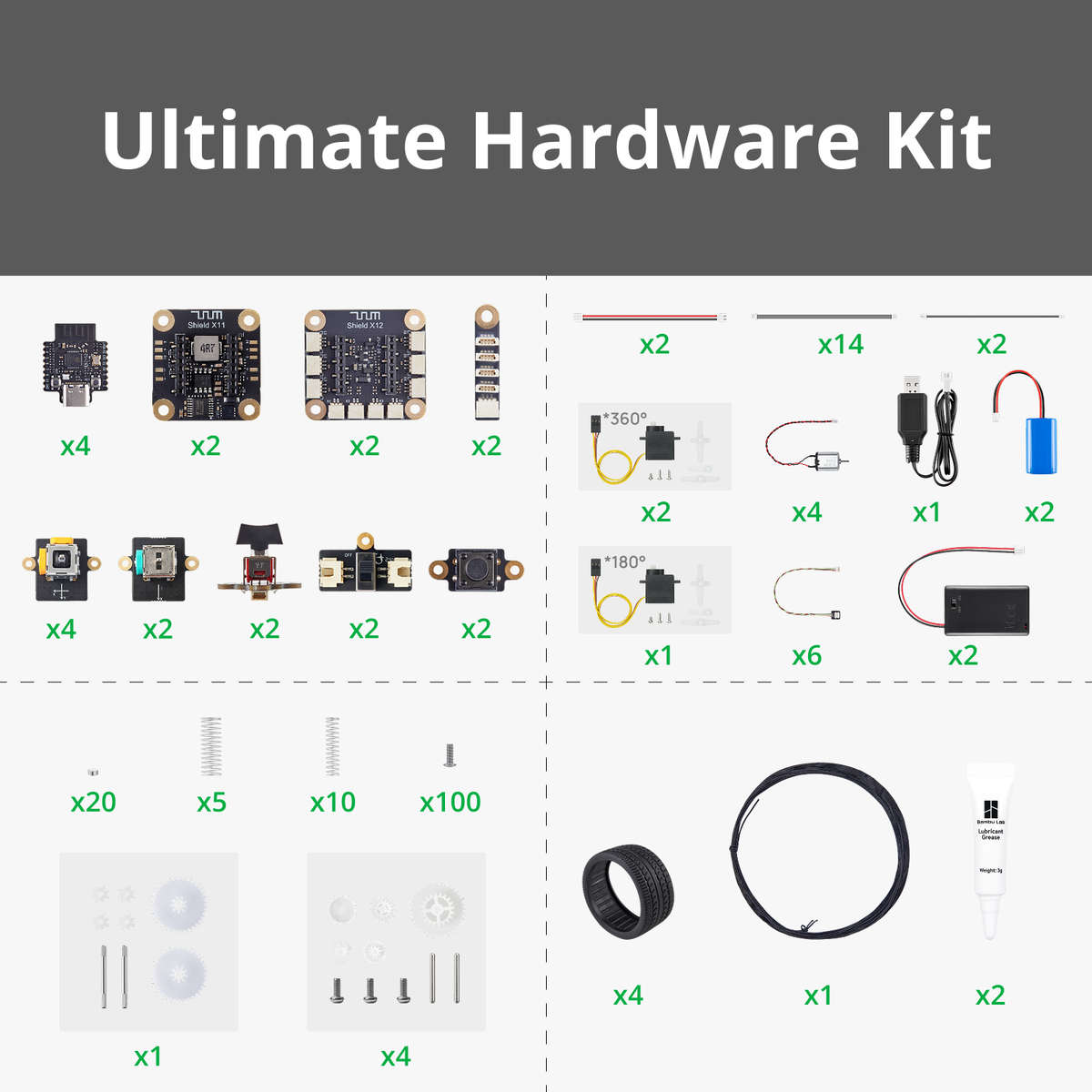 Bambu Lab CyberBrick Hardware Kit ZK003 (2 Remotes, 2 Cars)