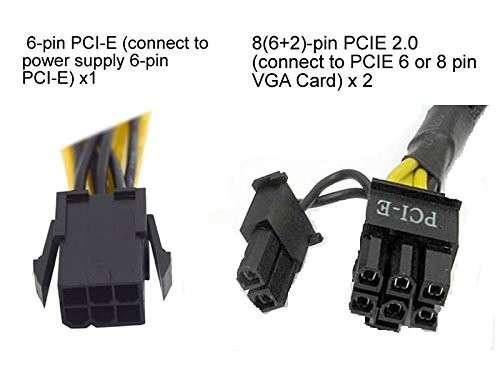 PCI Express Power Splitter Cable 6-pin to 2 x PCIe 8 (6+2) pin - 24g
