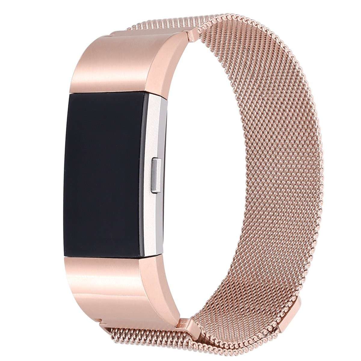 Fitbit Charge 2 Stainless Steel Band - Adjustable Replacement Strap with Magnetic Lock - Rose Gold