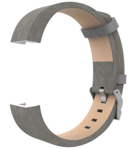 Fitbit Charge 2 Leather Band - Adjustable Replacement Strap - Grey