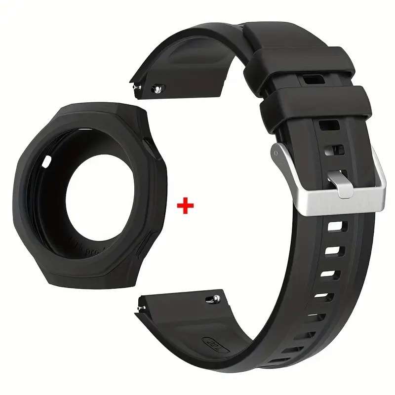 Silicone Strap & Protective Case Compatible with Huawei Watch GT5 Pro 46mm Black