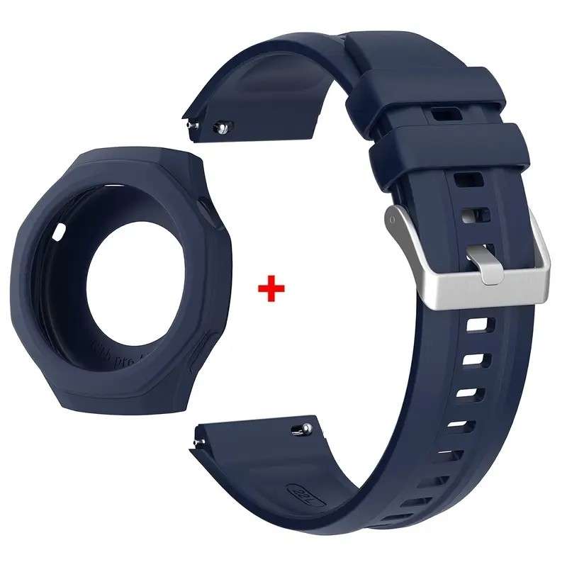 Silicone Strap & Protective Case Compatible with Huawei Watch GT5 Pro 46mm Navy Blue