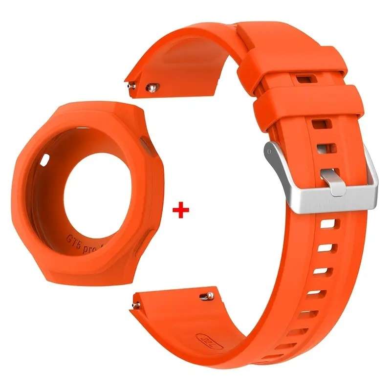 Silicone Strap & Protective Case Compatible with Huawei Watch GT5 Pro 46mm Orange