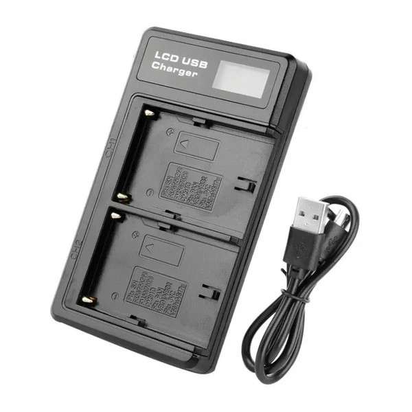 USB Dual Charger LCD for Sony NP-FM50