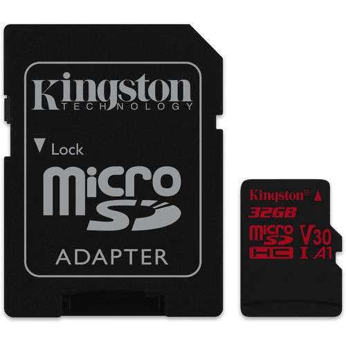 Kingston SDCR/32GB  32GB Canvas React UHS-I microSDHC Memory Card with SD Adapter  - Kingston