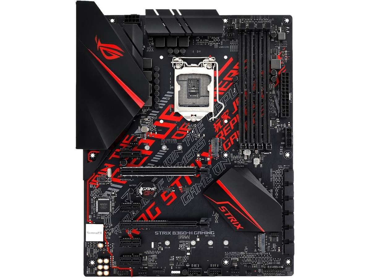 Asus ROG Strix B360-H Gaming  LGA1151 (300 Series) DDR4 HDMI DVI M.2 ATX Motherboard - Asus
