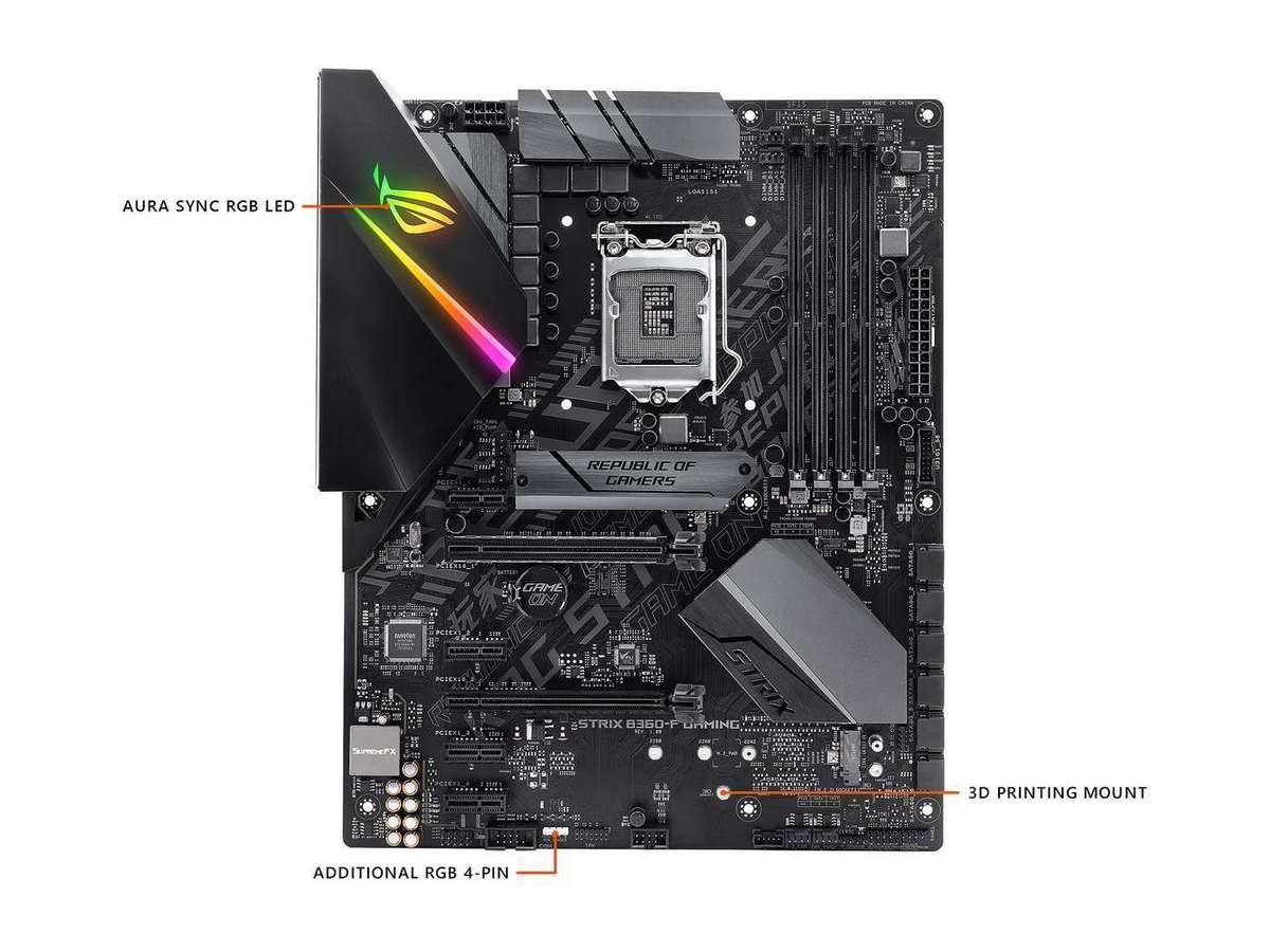 Asus ROG Strix B360-F Gaming  LGA1151 (300 Series) DDR4 DP HDMI DVI M.2 ATX Motherboard - Asus