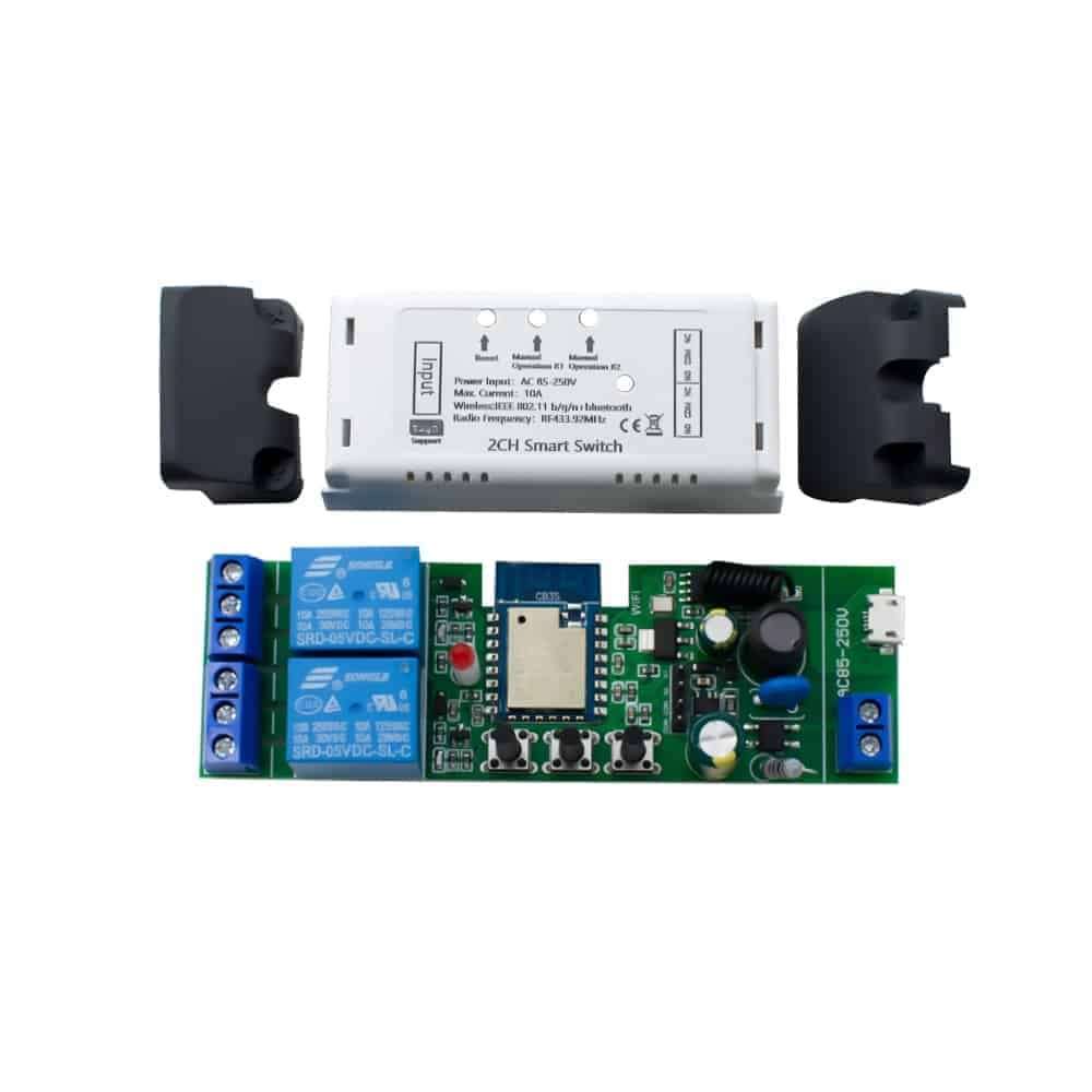 Smart 2Ch Relay Switch 10A + Shell | RF433Mhz + BT | DC 732V Input