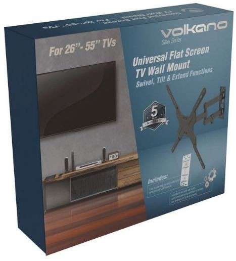 Volkano  VK-4004-BK  Black Full Motion TV Wall Mount For 26-55" TV - Volkano