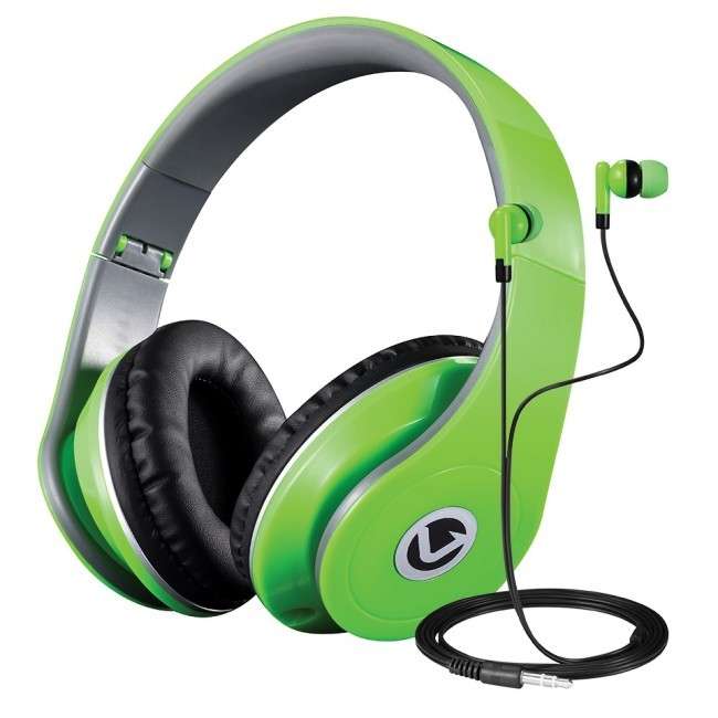 Volkano VB-VC404-NG  Dual Neo Series Headphone and Earphone Combo - Neon Green - Volkano