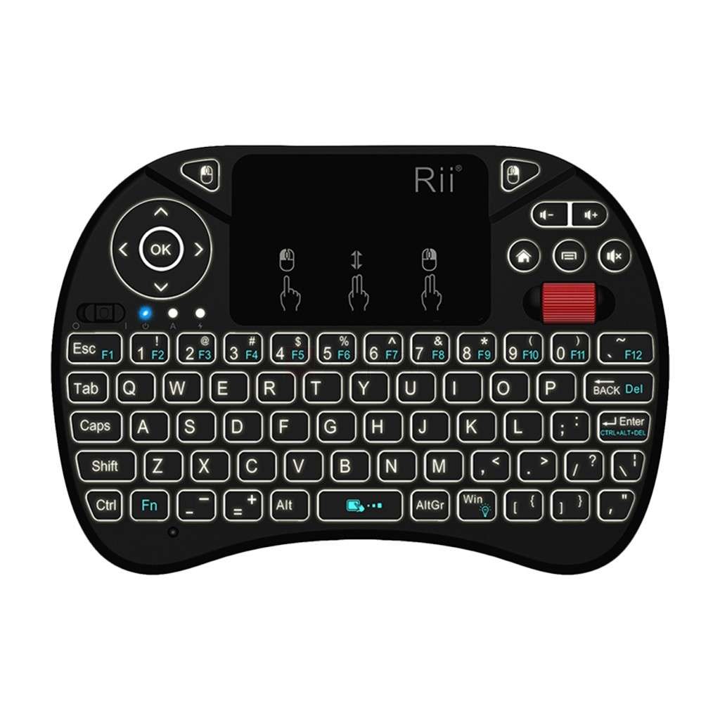 Rii X8+ QWERTY RGB Backlighting Media Touchpad with Scroll Wheel - Black - Rii