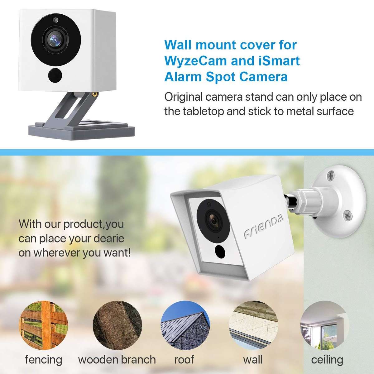 Outdoor Camera Cover for Wyze Cam 1080p HD Camera and iSmart Alarm Spot Camera with Security Wall