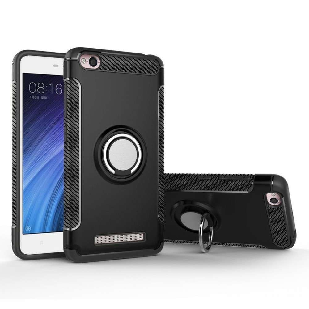 Tuff-Luv  E7_41  Xiaomi Redmi 4A Magnetic 360 Degree Rotation Ring Armor Protective Case -Black -