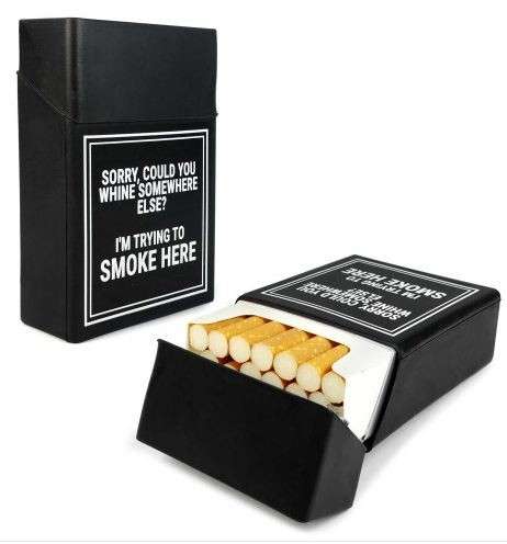 Tuff-Luv C12_54 Silicone Cigarette Case Cover Novelty - Black (Trying to Smoke Here) - Tuff-Luv