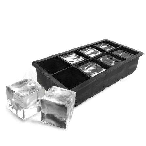 Gin Tribe - C12_50  Large 8 Mega-Ice Hole Silicone Gin Whisky & Brandy Ice Cube Tray - Black - Gin