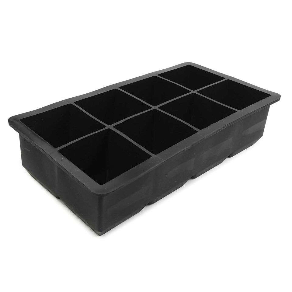 Gin Tribe - C12_50  Large 8 Mega-Ice Hole Silicone Gin Whisky & Brandy Ice Cube Tray - Black - Gin