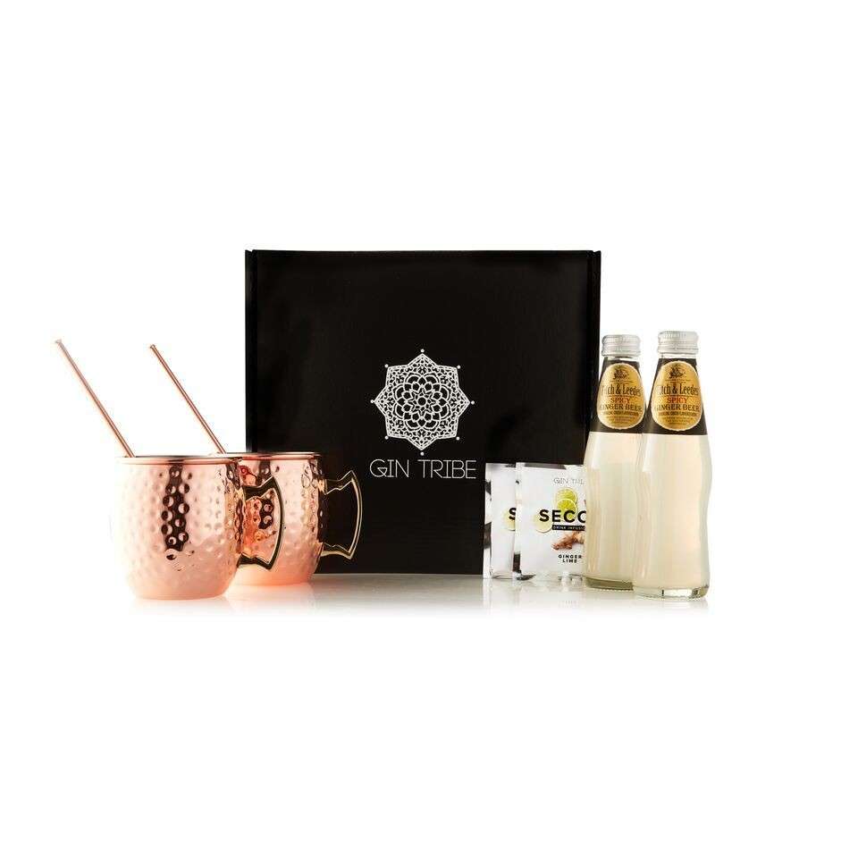 Gin Tribe - GT-GGB-018 GINgle Bells Box - 2 X Stainless Steel Moscow Mule Mugs, 2 X Rose Gold Copper