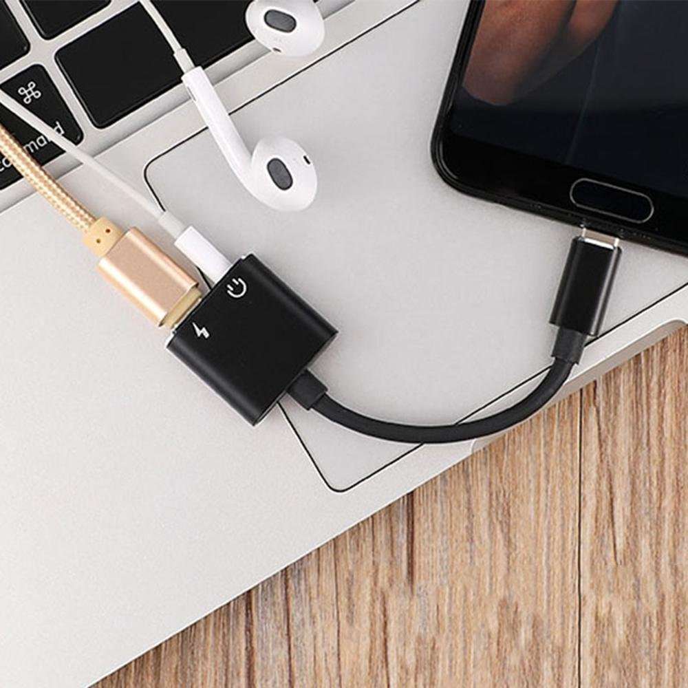 2-in-1 USB Type-C to 3.5mm Audio Jack and USB Type-C Charger - 0.23g