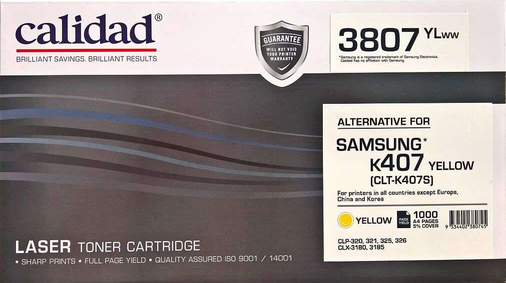 Calidad SAMSUNG Compatible Toner Y407 - Yellow