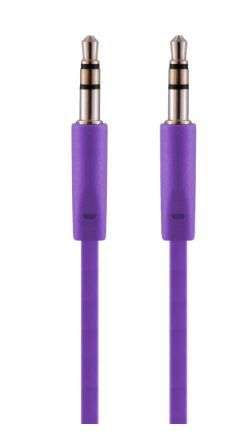 Pro Bass Chain Series Blister Flat Auxiliary Cable- Purple