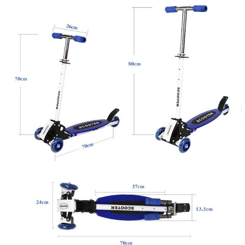 Kids Scooter Foldable and Adjustable - Steel - Royal Blue
