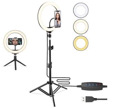 Geeko Multipurpose USB Powered Selfie LED Ring Light With Extendable Telescopic Tripod Stand
