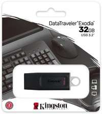 Kingston DataTraveler Exodia 32GB USB 3.2 Flash Drive (Black/Grey Loop Attach to Key Rings)