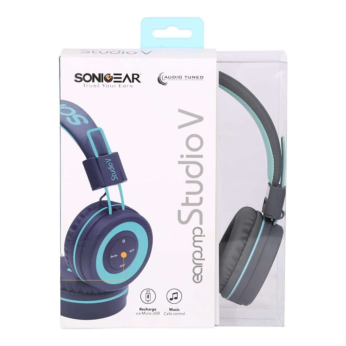 SonicGear Earpump Studio V Bluetooth Headphones - Grey/Blue