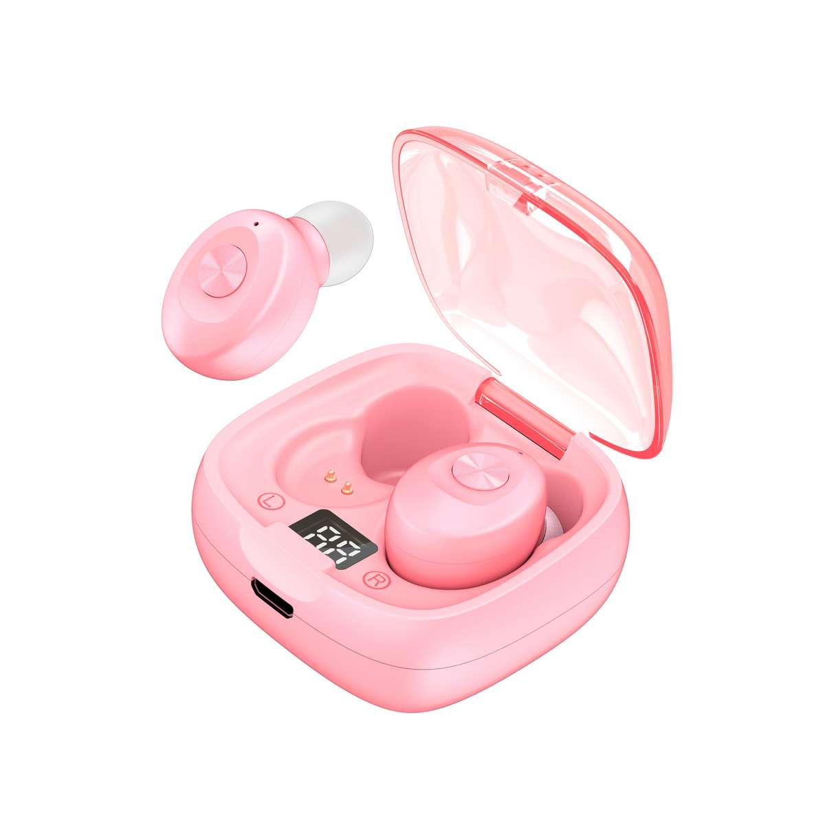 XG8 Bluetooth 5.0 Wireless Earbuds with Wireless Charging Case - Baby Pink
